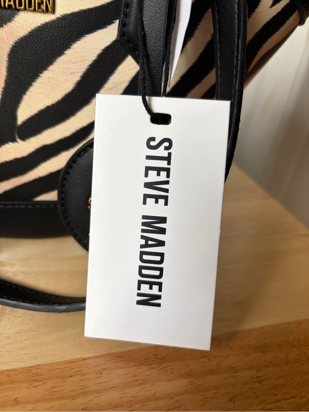 Steve Madden Zebra Print Bmiry Shopper Tote Handbag Medium NWT - Picture 2 of 12